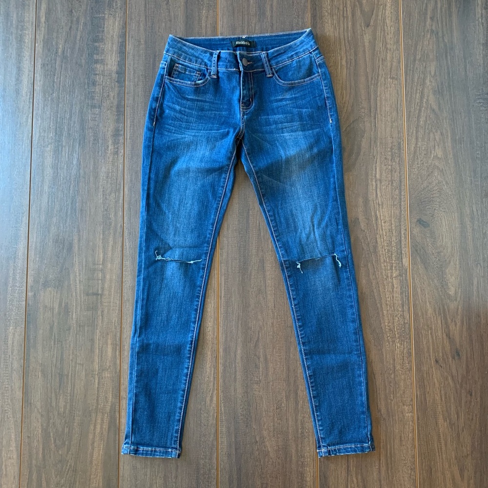 Dark Wash Distressed Denim Jeans